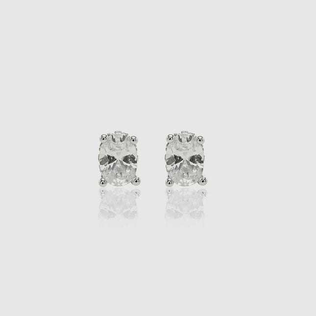 Solitaire stud oval earrings