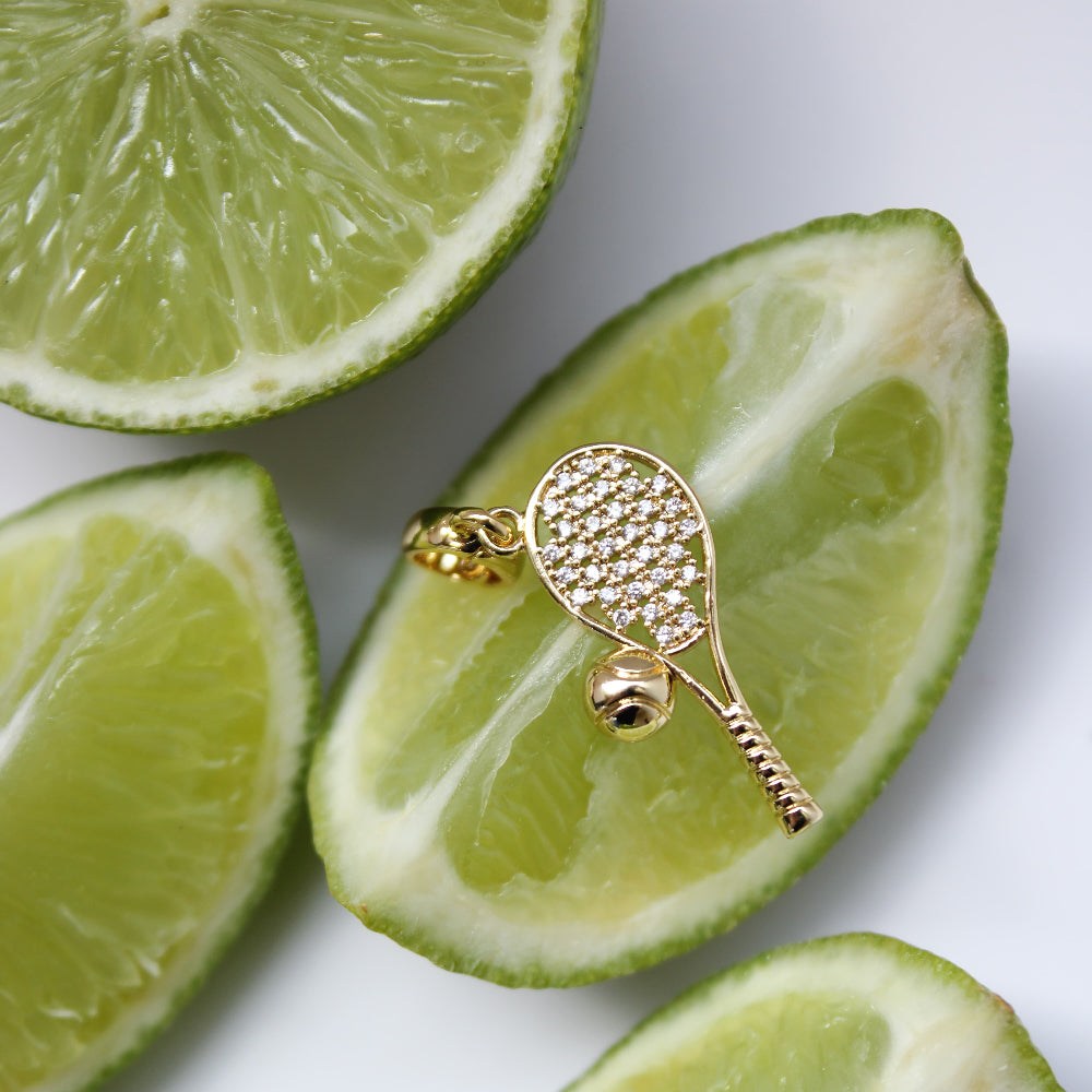 Gold Plated Tennis Racket Charm [Villa Valentina]