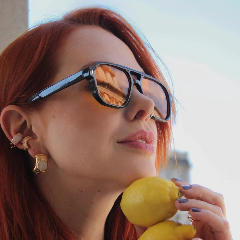 Gold Plated Cat Eye Earrings [Villa Valentina]