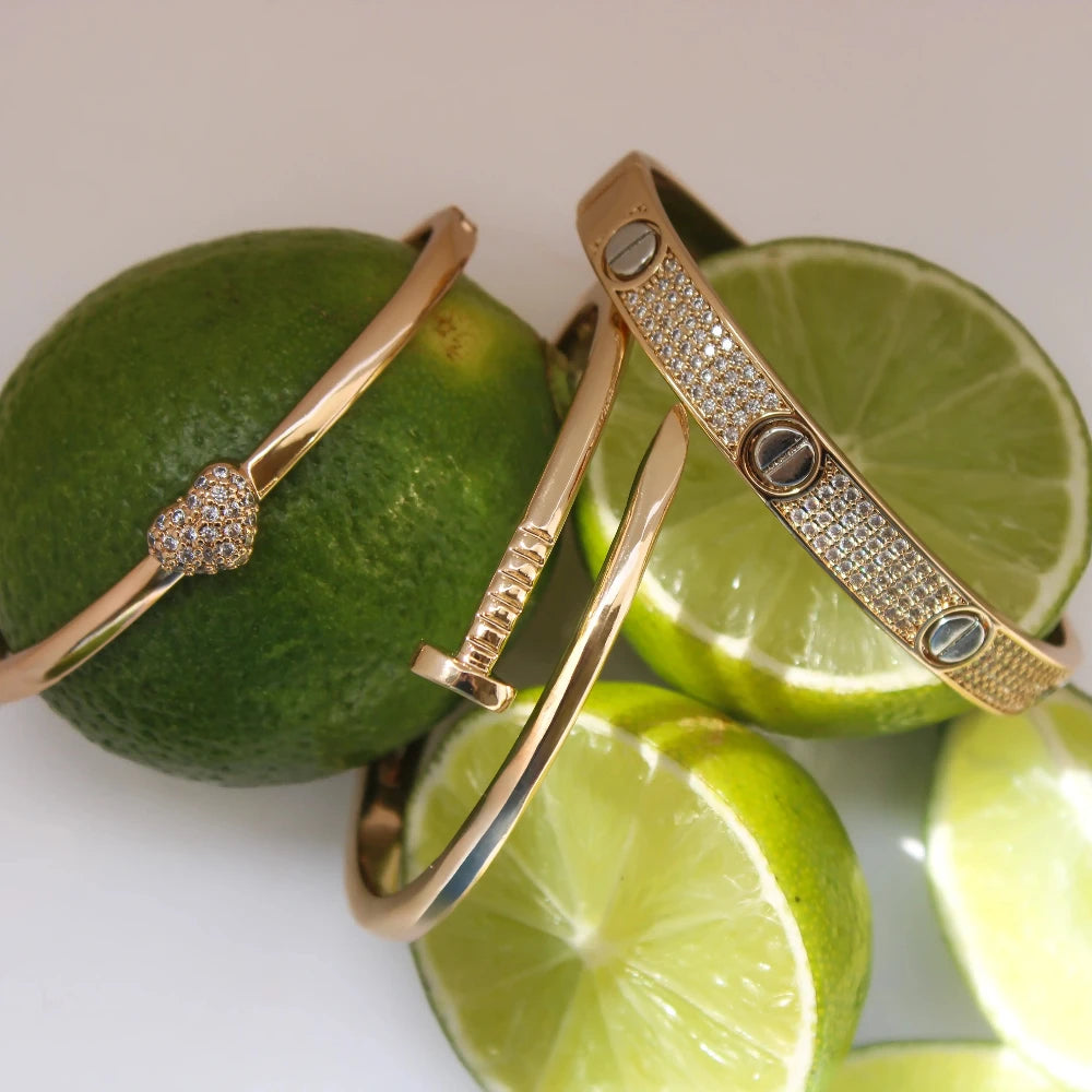 Gold Plated Classic Screw Bangle [Villa Valentina]