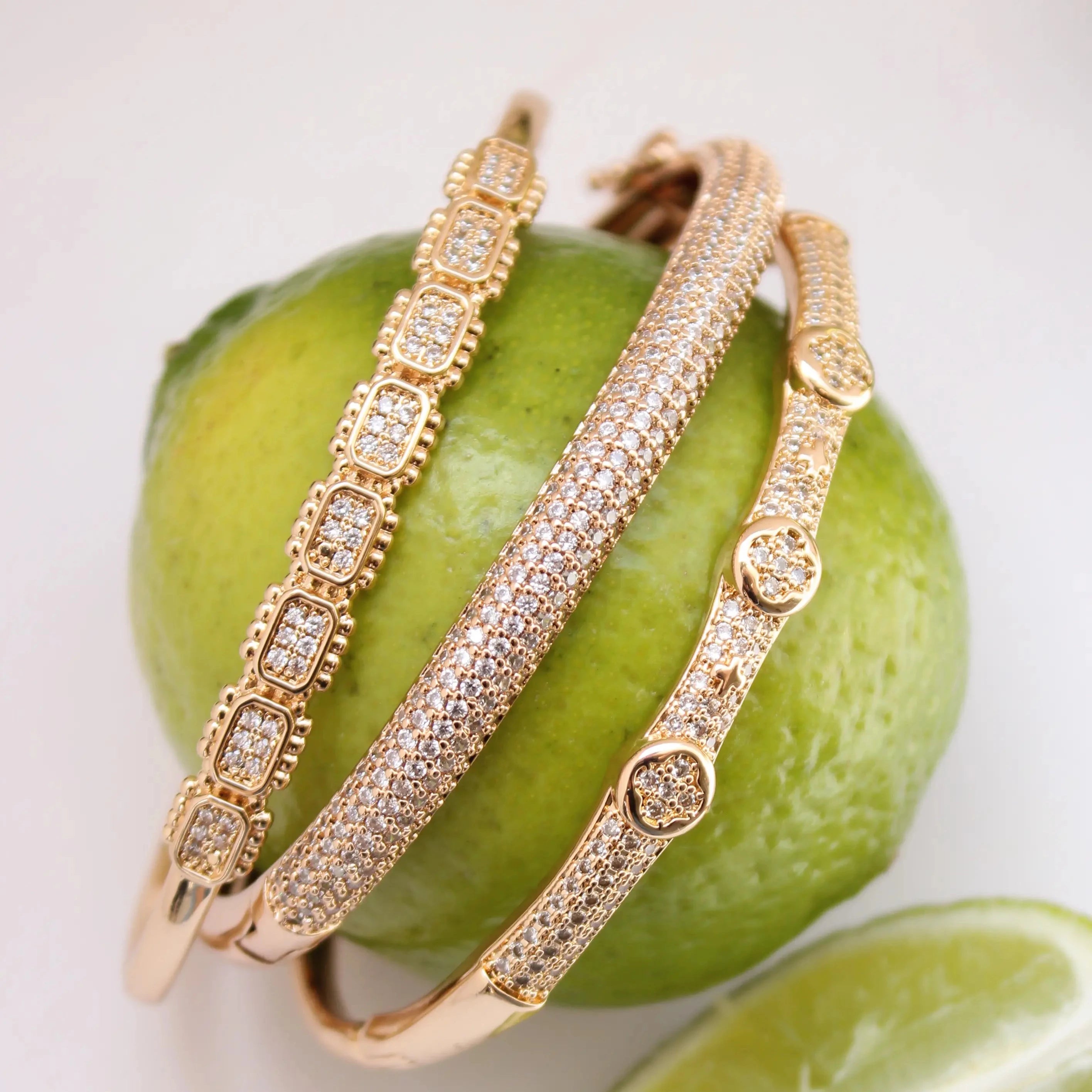 Gold Plated Triple Point Bangle [Villa Valentina]
