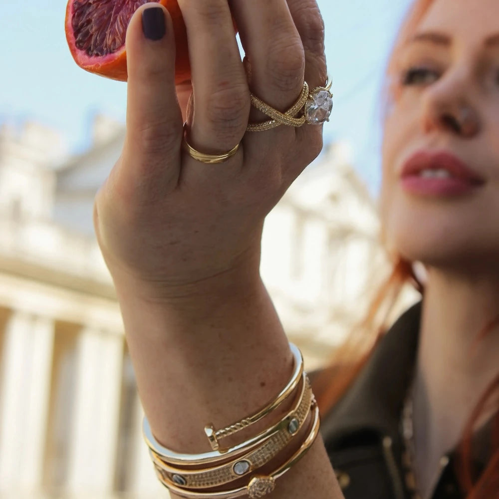 Gold Plated Triple Point Bangle [Villa Valentina]