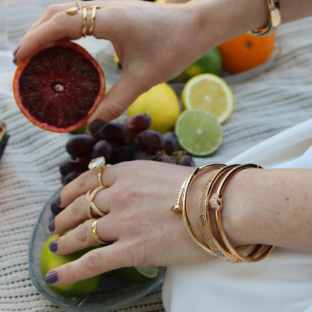 Gold Plated Classic Screw Bangle [Villa Valentina]