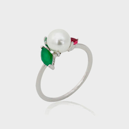 Pearls colourful ring