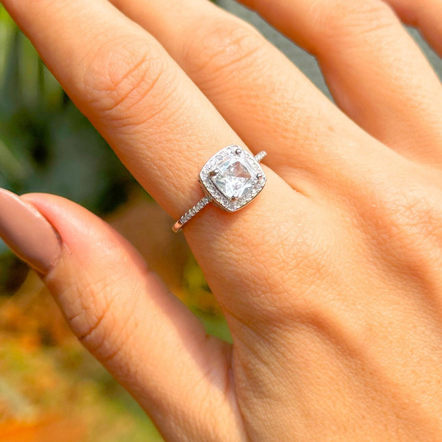 Kate square and zirconia ring