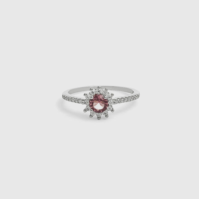 Solitaire crystal morganite ring