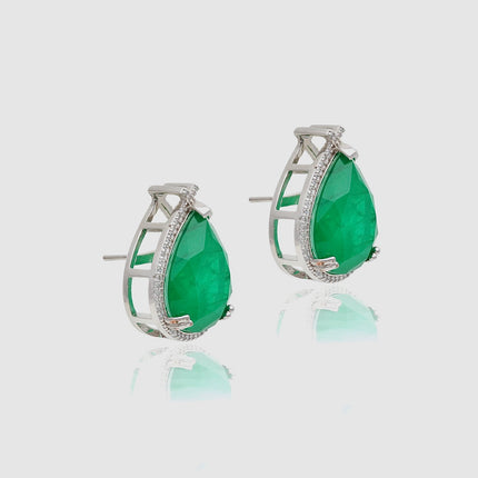 Sterling Silver Fusion tourmaline and zirconia drop earrings