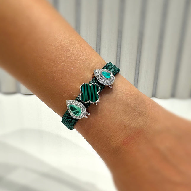 Drop fusion tourmaline and zirconia charm