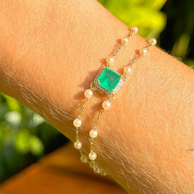 Pearls chain pendant bracelet
