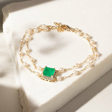 Pearls chain pendant bracelet