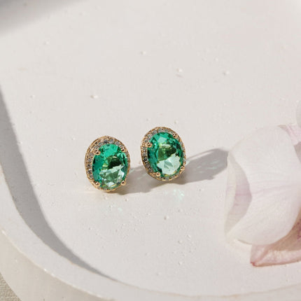 Tourmaline crystals oval set