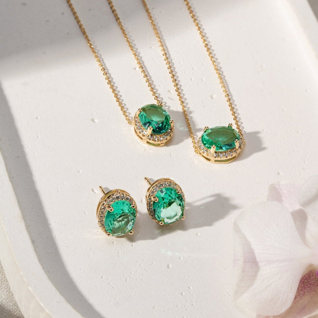 Tourmaline crystals oval set