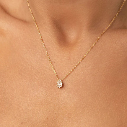 SET OF EARRING AND NECKLACE CRYSTAL DROPLET SEAWATER AND WHITE ZIRCONIAS 50CM