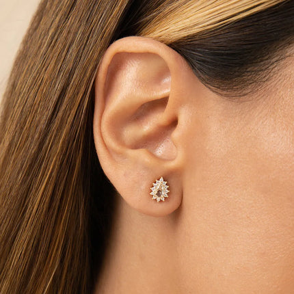 SET OF EARRING AND NECKLACE CRYSTAL DROPLET SEAWATER AND WHITE ZIRCONIAS 50CM