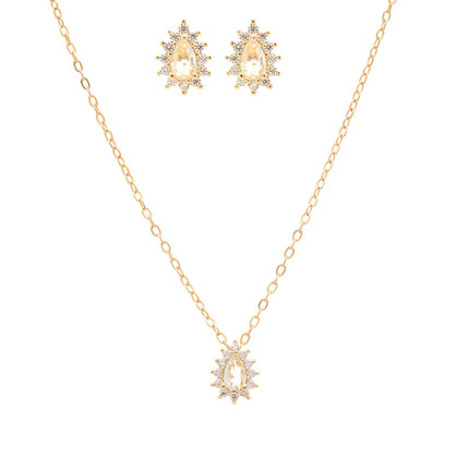 SET OF EARRING AND NECKLACE CRYSTAL DROPLET SEAWATER AND WHITE ZIRCONIAS 50CM