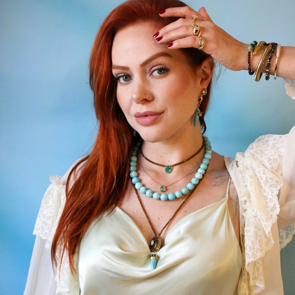 Blue Jade & Turquoise Pendant Necklace