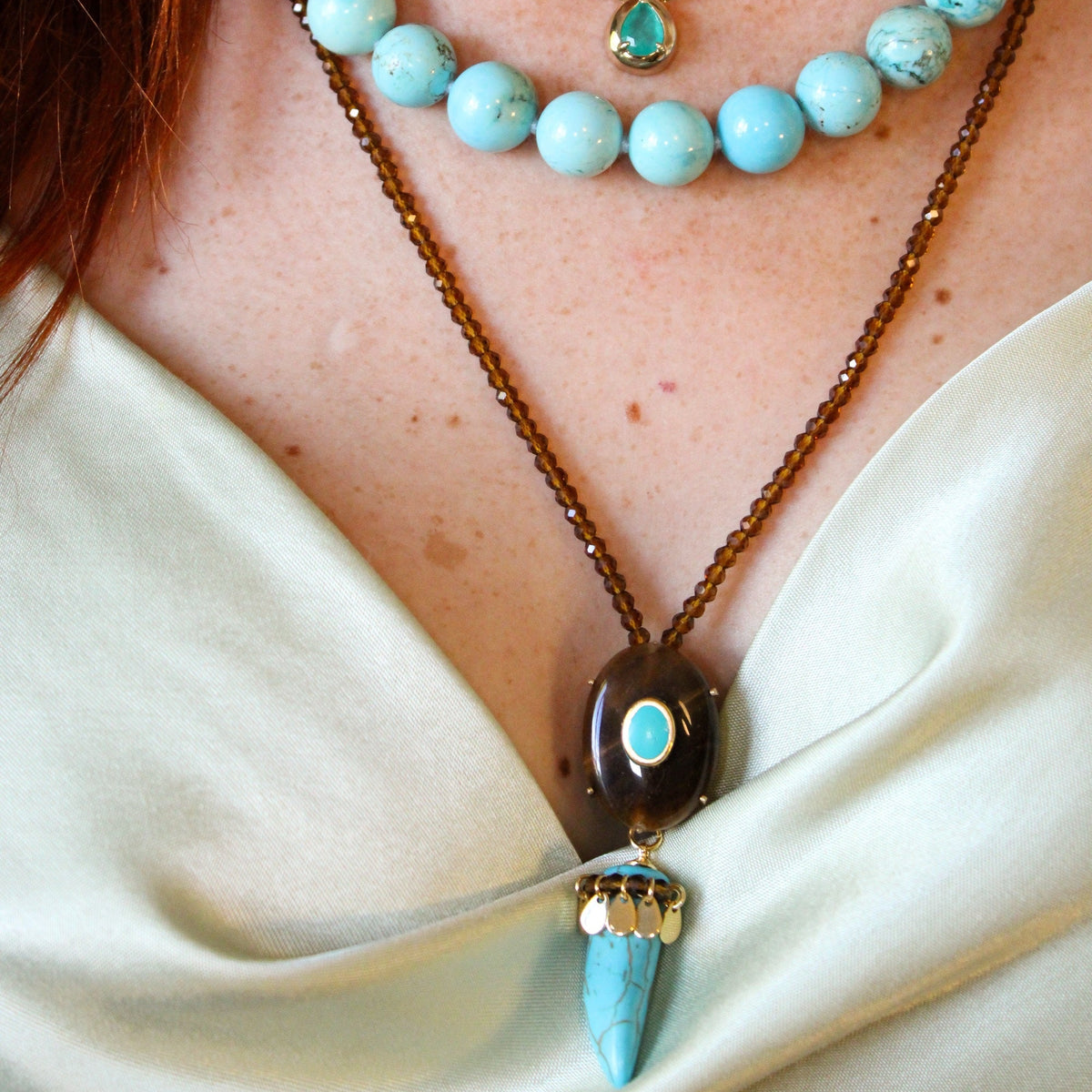 Blue Jade & Turquoise Pendant Necklace