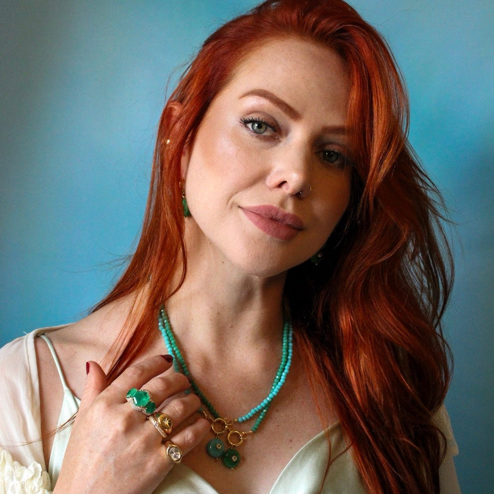 Emerald Jade Beaded Pendant Necklace