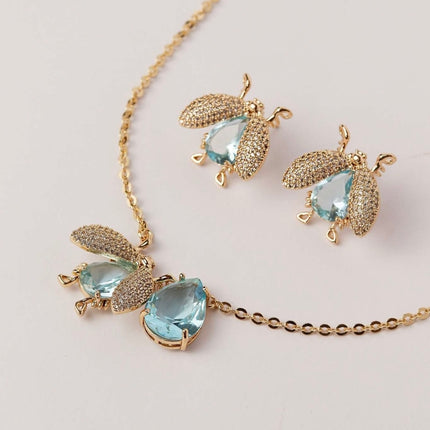 Crystal blue London bee set