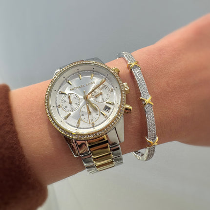 Sterling silver X bangle