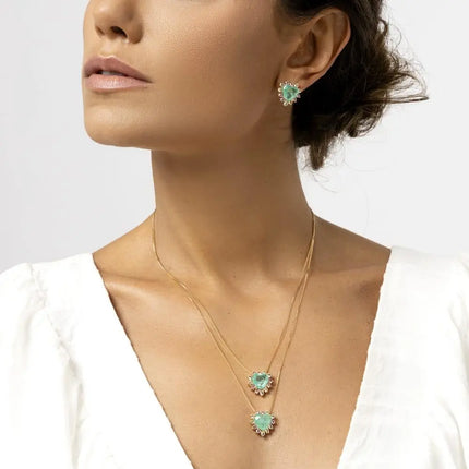 Heart tourmaline crystal set