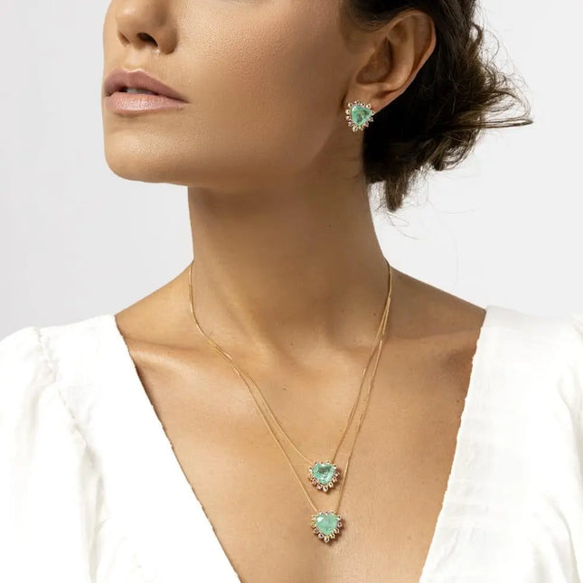 Heart tourmaline crystal set