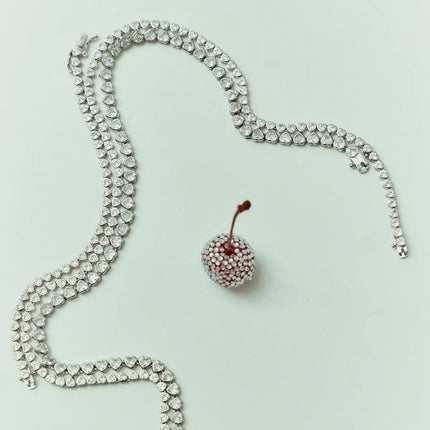 Heart tennis necklace