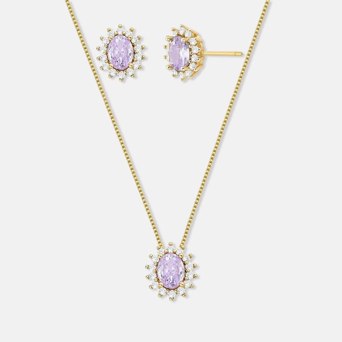 Amethyst Crystal Necklace & Earrings Set