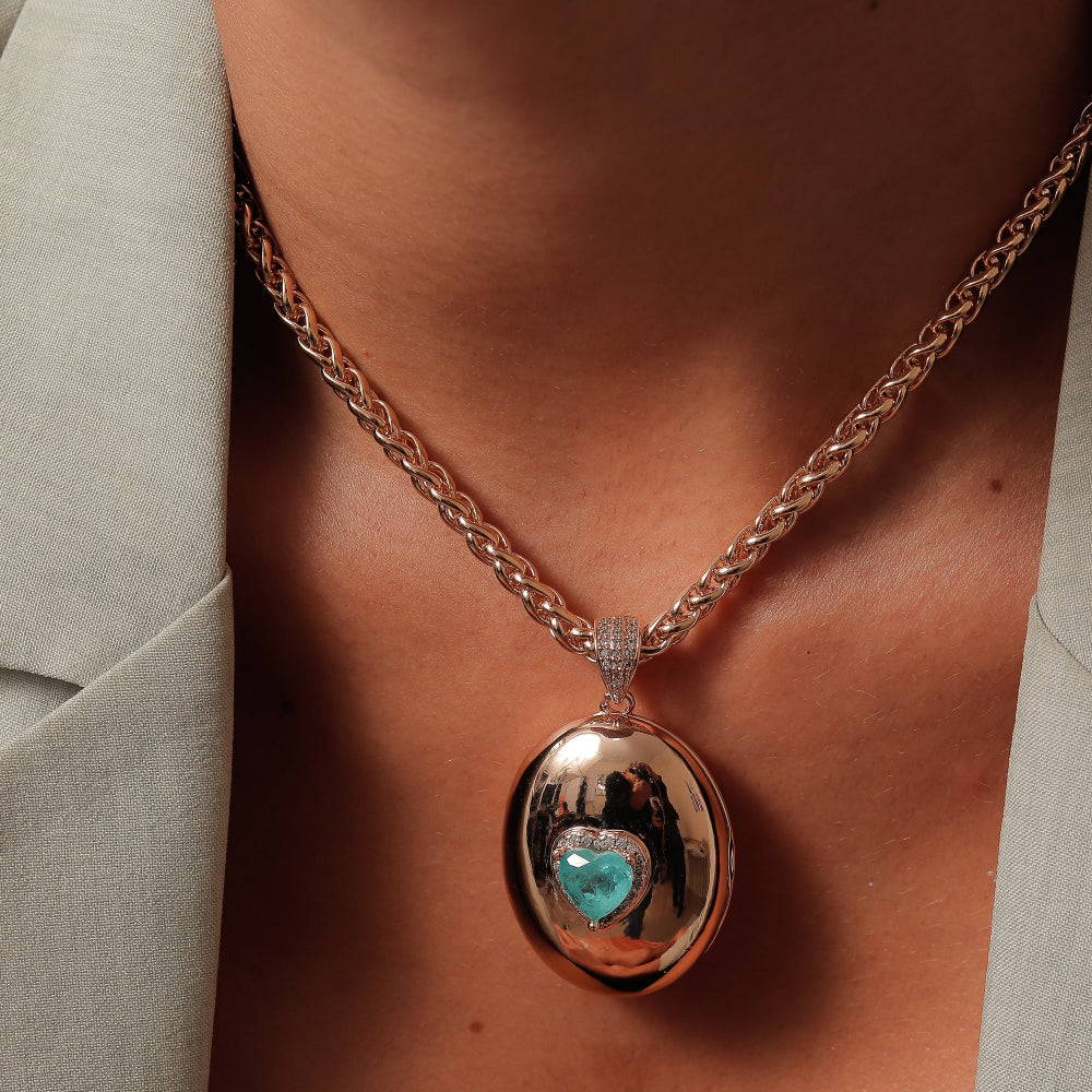 Oval Tourmaline Escapulary Necklace [Villa Valentina]