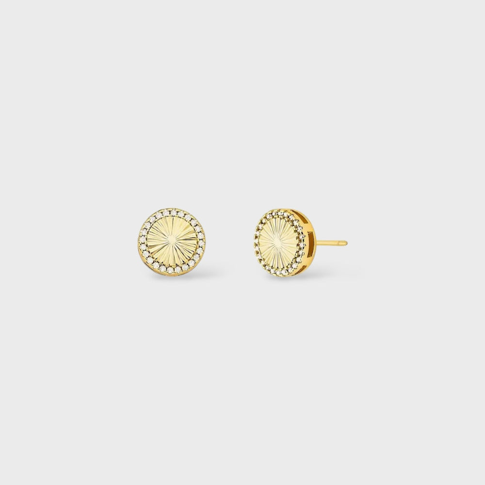 Round gold-plated cubic zirconia stud earrings