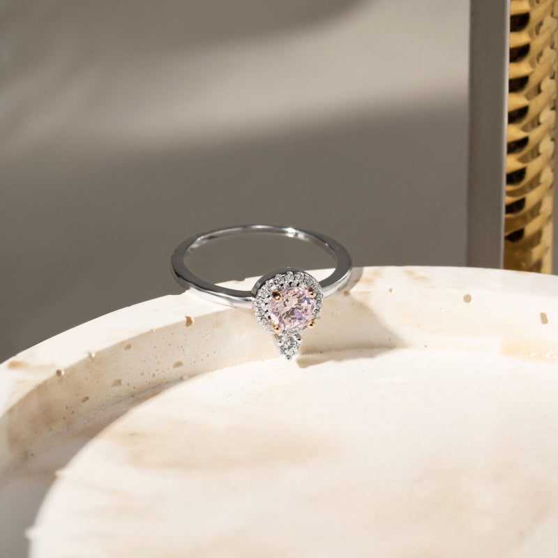 Morganite and Cubic Zirconia Ring