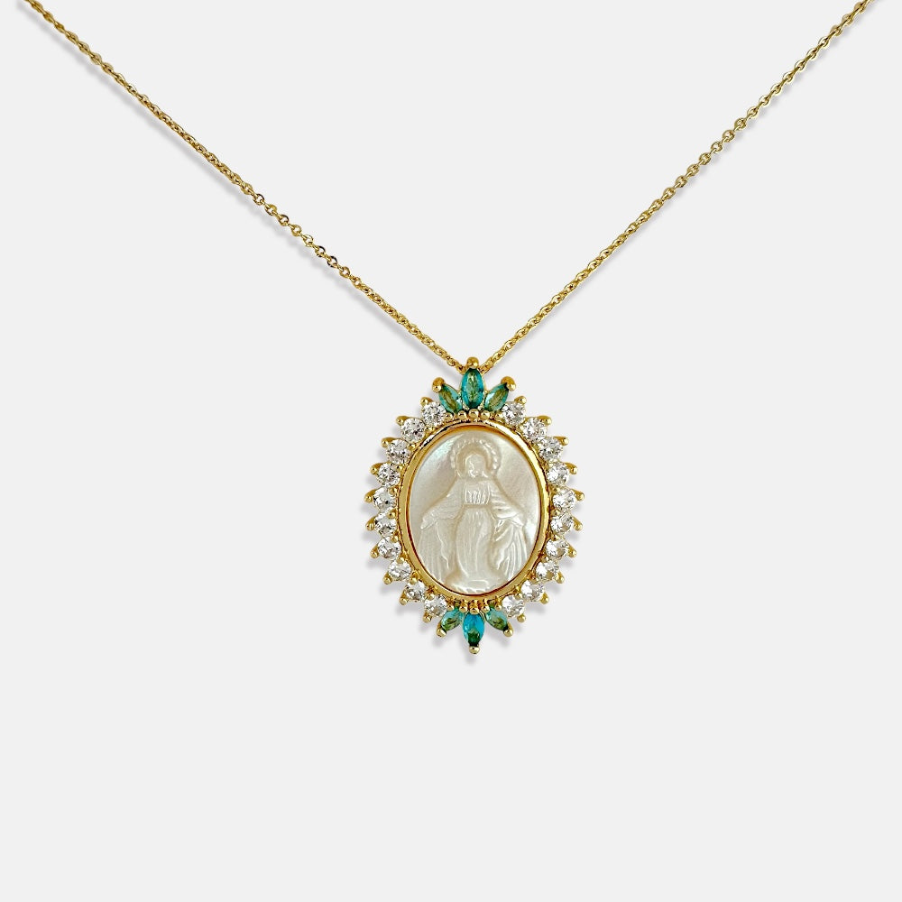 Our Lady Medal Necklace – Mother of Pearl