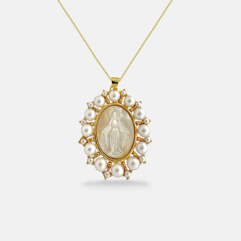 Our Lady of Pearls Mother of Pearl Pendant necklace