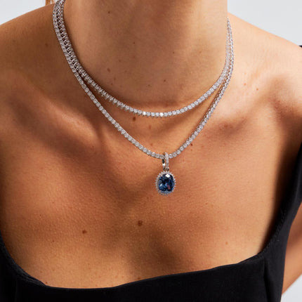 Sterling Silver Tennis Riviera zirconia necklace