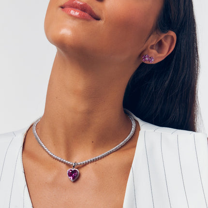 Sterling Silver Tennis Riviera zirconia necklace