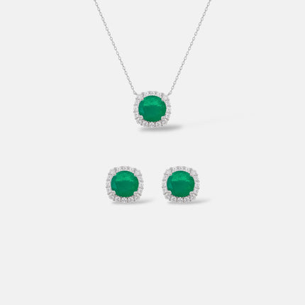 Sterling silver emerald zirconia set