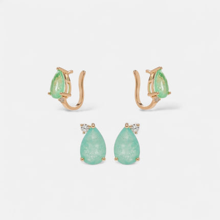 Tourmaline earrings and ear cuff