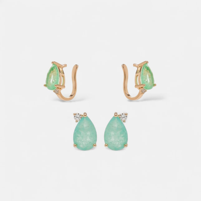 Tourmaline earrings and ear cuff