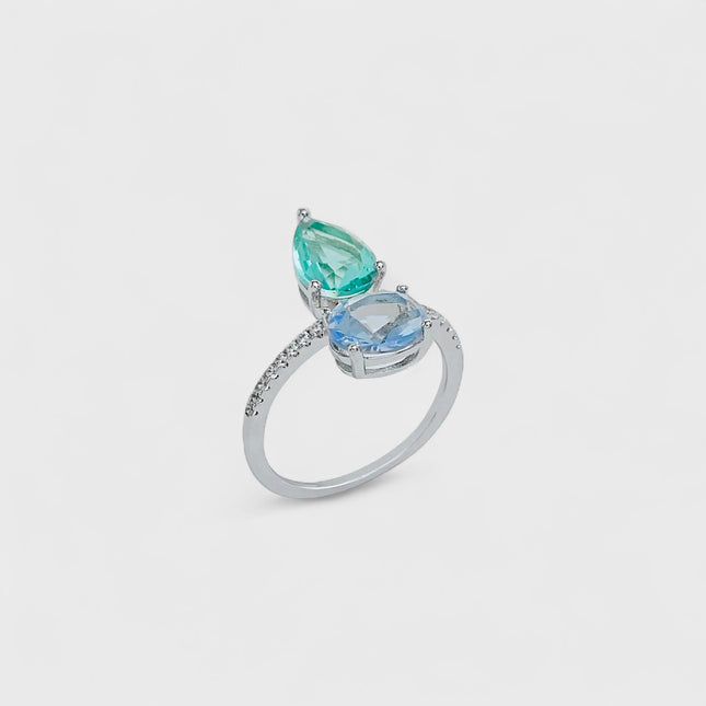 Drop crystal ring