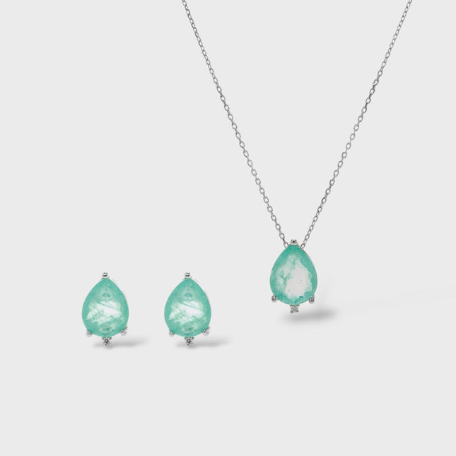 Sterling silver drop tourmaline set