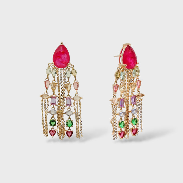 Drop colourful crystal earrings