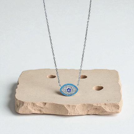 Evil eye Amulet with blue zirconia, protection with elegance