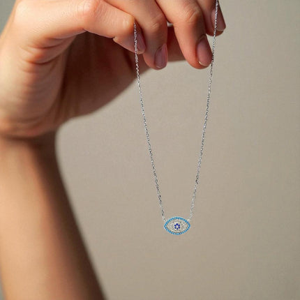 Evil eye Amulet with blue zirconia, protection with elegance