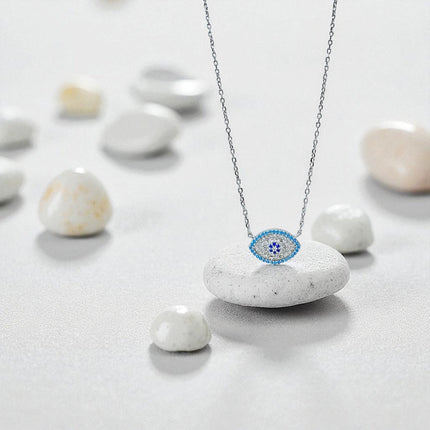 Evil eye Amulet with blue zirconia, protection with elegance