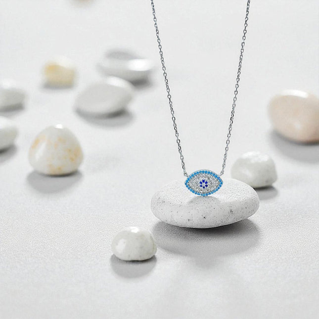 Evil eye Amulet with blue zirconia, protection with elegance