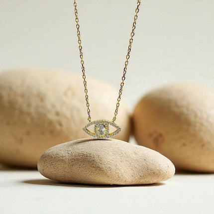 Evil Eye Amulet with Zirconia,  protection with Elegance in 925 Silver