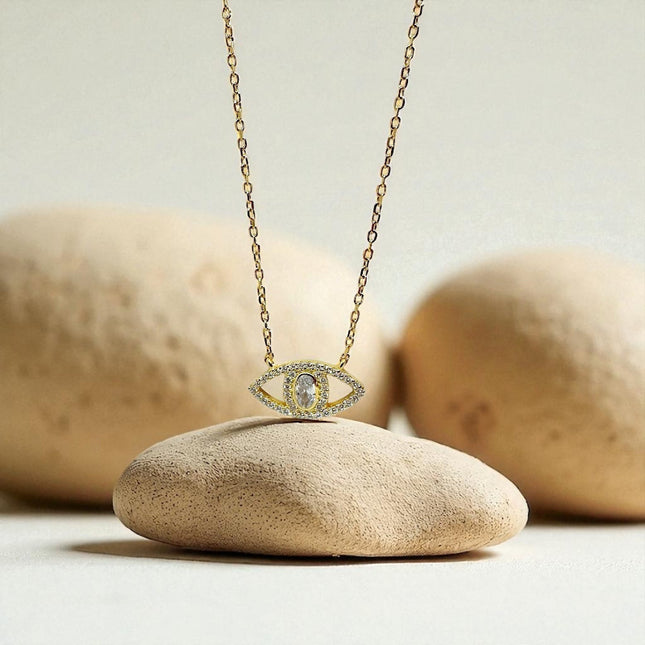 Evil Eye Amulet with Zirconia,  protection with Elegance in 925 Silver