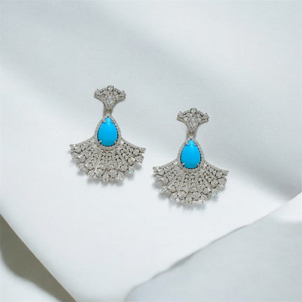 Turquoise and zirconia earrings