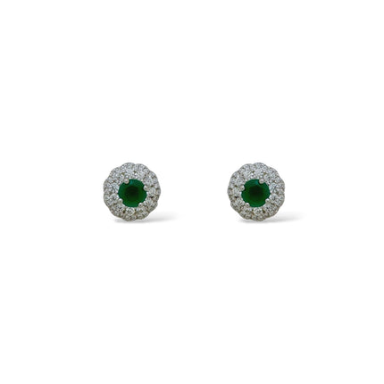 Round emerald zirconia earrings