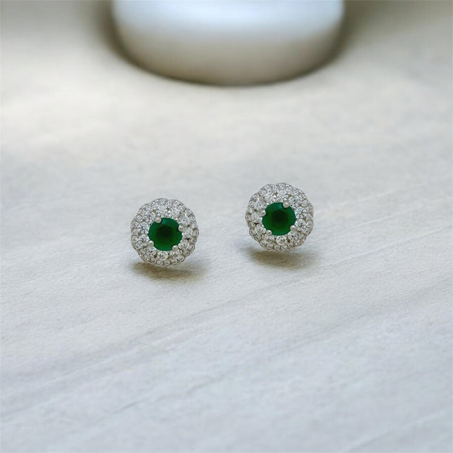 Round emerald zirconia earrings